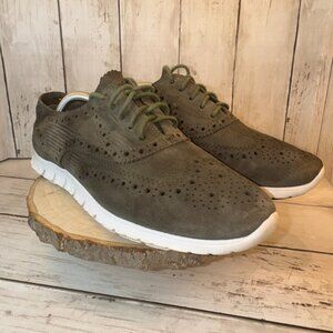 Cole Haan Zerogrand Womens Size 8 B Sage Suede Brogue Wingtip Flat Shoes W00175